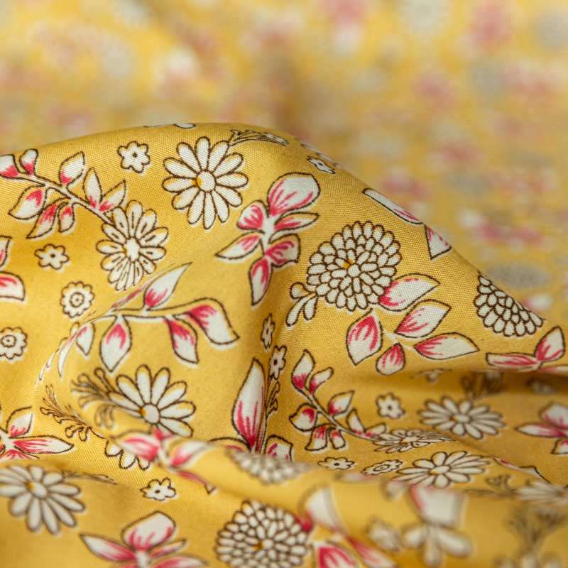 Tissu microfibre Wool Peach à motif floral, idéal pour robes