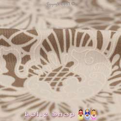 Jersey Cristal MANITAS Gomme Imprimé Effet Dentelle Fond Beige