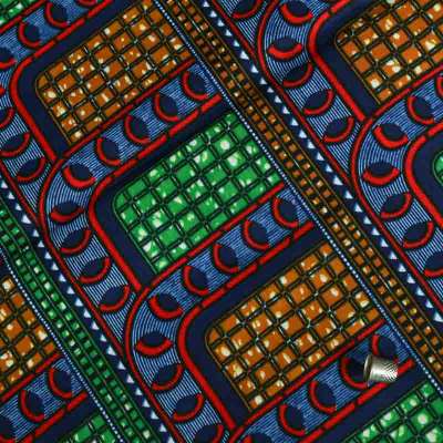 Tissu Wax Africain vibrant avec motifs géométriques