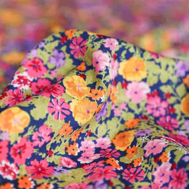 Tissu microfibre floral pour confection de robes et jupes