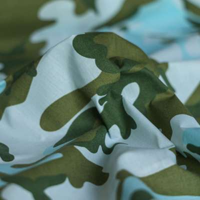 Tissu popeline 100% coton avec motif camouflage