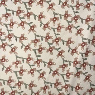 Tissu jersey coton floral écru pour robes et blouses