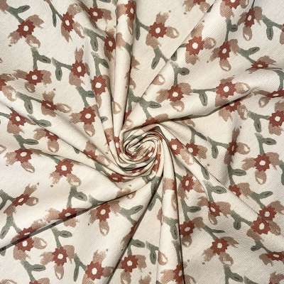 Tissu jersey floral écru pour vêtements et accessoires