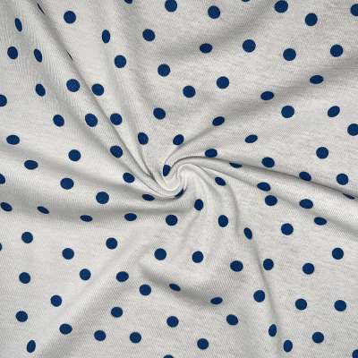 Tissu jersey blanc à pois bleu marine pour blouses