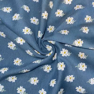 Tissu en jersey coton bleu pour robes et bodys enfants