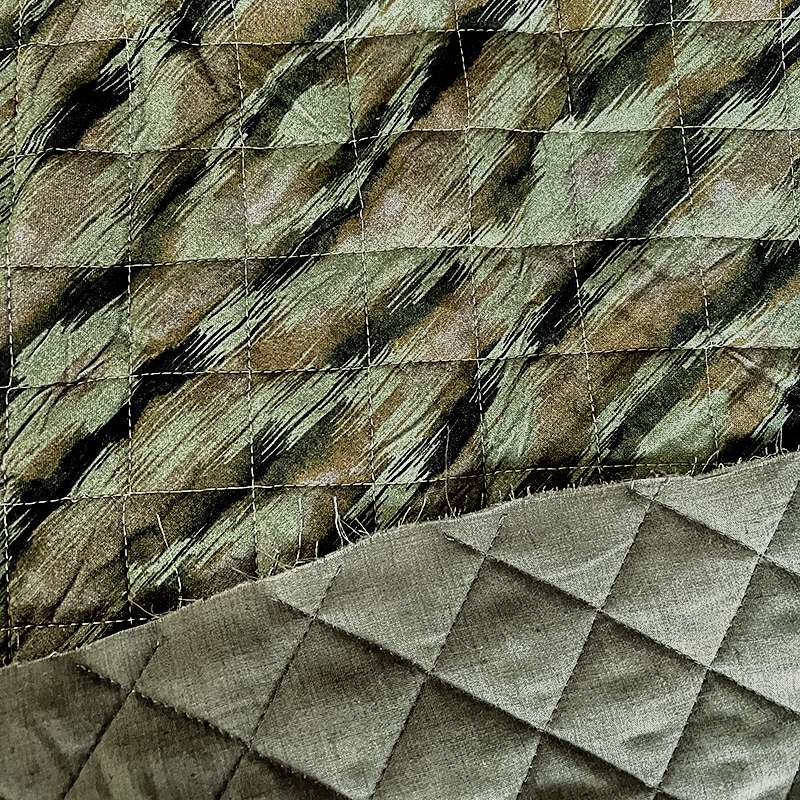 Tissu matelassé camouflage à motifs géométriques en carrés