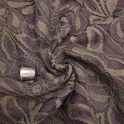 Tissu dentelle violet et olive, pour des créations féminines