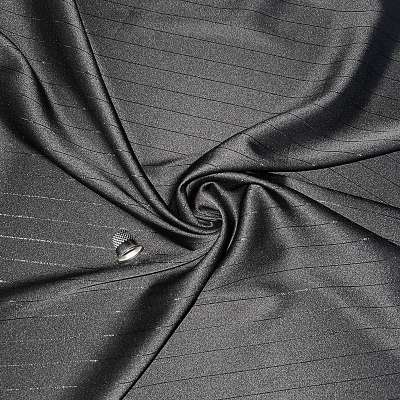 Tissu Satin noir avec rayures dorées en lurex pour des robes