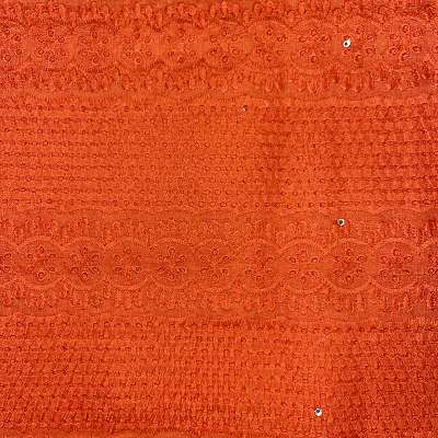 Broderie Anglaise orange pour robes, jupes et chemisiers légers