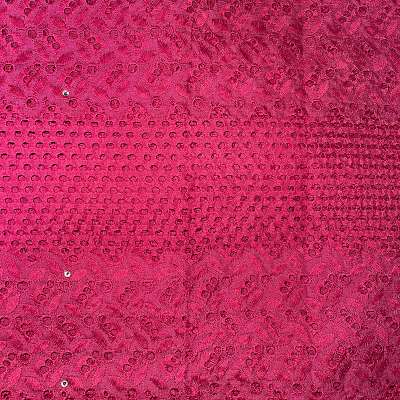 Tissu Broderie Anglaise fuchsia imprimé fleurs