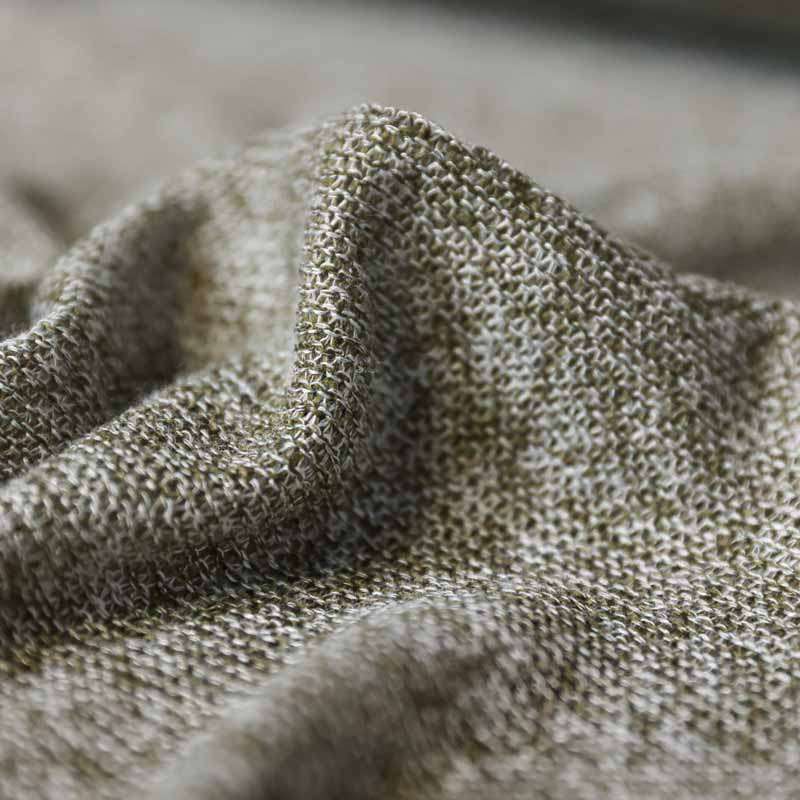 Tissu maille chinée vert olive doux et raffiné