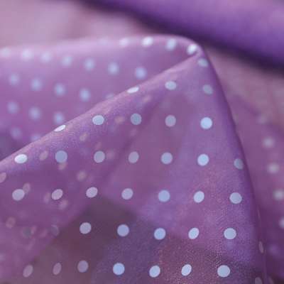 Tissu Organza Violet Pois Blanc : Idéal pour Mode et Décoration