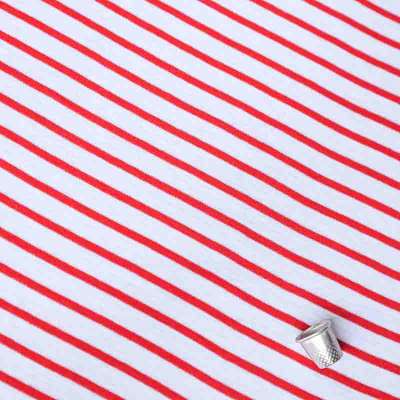 Tissu jersey coton rayé rouge et blanc léger et confortable