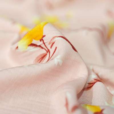 Tissu fibranne viscose imprimé floral jaune