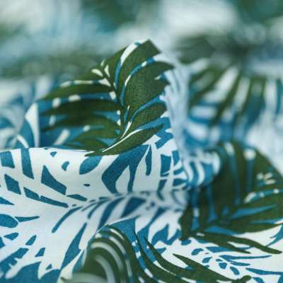 Tissu fibranne viscose imprimé tropical vert émeraude