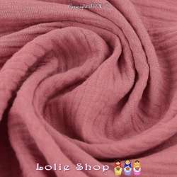 Tissu Double Gaze de Coton Uni Couleur Vieux Rose