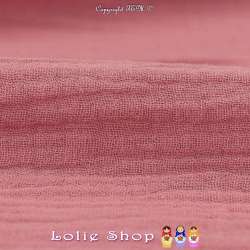 Tissu Double Gaze de Coton Uni Couleur Vieux Rose