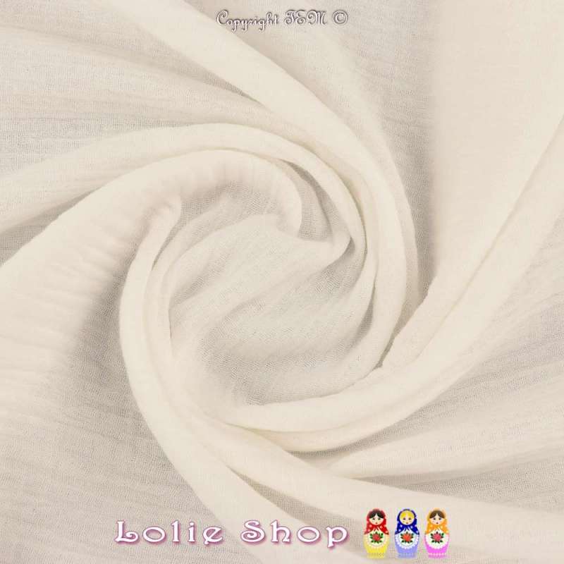 Tissu Double Gaze de Coton Uni Couleur Blanc Cassé